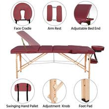 Load image into Gallery viewer, Portable 84" L Massage Table w/Carry Case 3 Fold Adjustable Portable Facial Spa Salon Bed Table