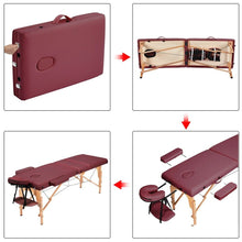 Load image into Gallery viewer, Portable 84" L Massage Table w/Carry Case 3 Fold Adjustable Portable Facial Spa Salon Bed Table