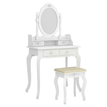 Load image into Gallery viewer, White Vanity Makeup Dressing Table Set w/Stool, 4 Drawers and Mirror