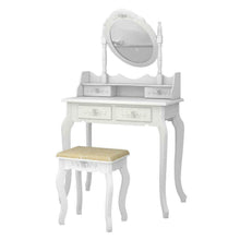 Load image into Gallery viewer, White Vanity Makeup Dressing Table Set w/Stool, 4 Drawers and Mirror