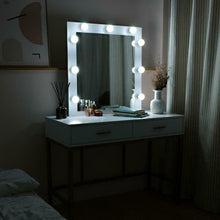 Load image into Gallery viewer, White Bedroom Makeup Vanity Set Dresser Desk with 9 LED Lights