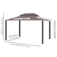 Load image into Gallery viewer, Patio Gazebo 10&#39; x 13&#39;, Aluminum, Mesh Netting, 2 Tier Polyester Roof, Coffee
