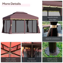 Load image into Gallery viewer, Patio Gazebo 10&#39; x 13&#39;, Aluminum, Mesh Netting, 2 Tier Polyester Roof, Coffee
