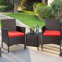 Load image into Gallery viewer, 3pc Rattan Wicker Patio Se Red Cushions
