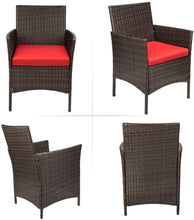 Load image into Gallery viewer, 3pc Rattan Wicker Patio Se Red Cushions
