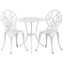 Load image into Gallery viewer, 3 Piece Outdoor Patio Bistro Set, White, Cast Aluminum
