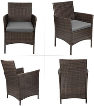 Load image into Gallery viewer, Stunning 3 Pc Rattan Wicker Patio Porch Furniture Set Chairs Table Outdoor, Grey/Brown

