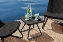 Load image into Gallery viewer, 3 Piece Outdoor Patio Furniture Set, Side Table and Outdoor Chairs, Dark Grey Resin Wicker
