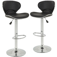 Load image into Gallery viewer, Set of 2 Bar Stools Black PU Leather Modern Hydraulic Swivel Dinning Chair
