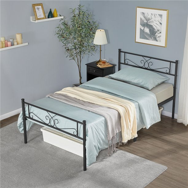 Graceful Scroll Iron Bed Metal-Framed Twin