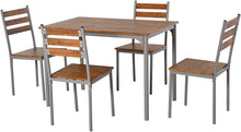 Load image into Gallery viewer, Charming 5pc Modern Wooden Counter Dining Kitchen Table Set 1 Table 4 Chairs Metal Legs Brown
