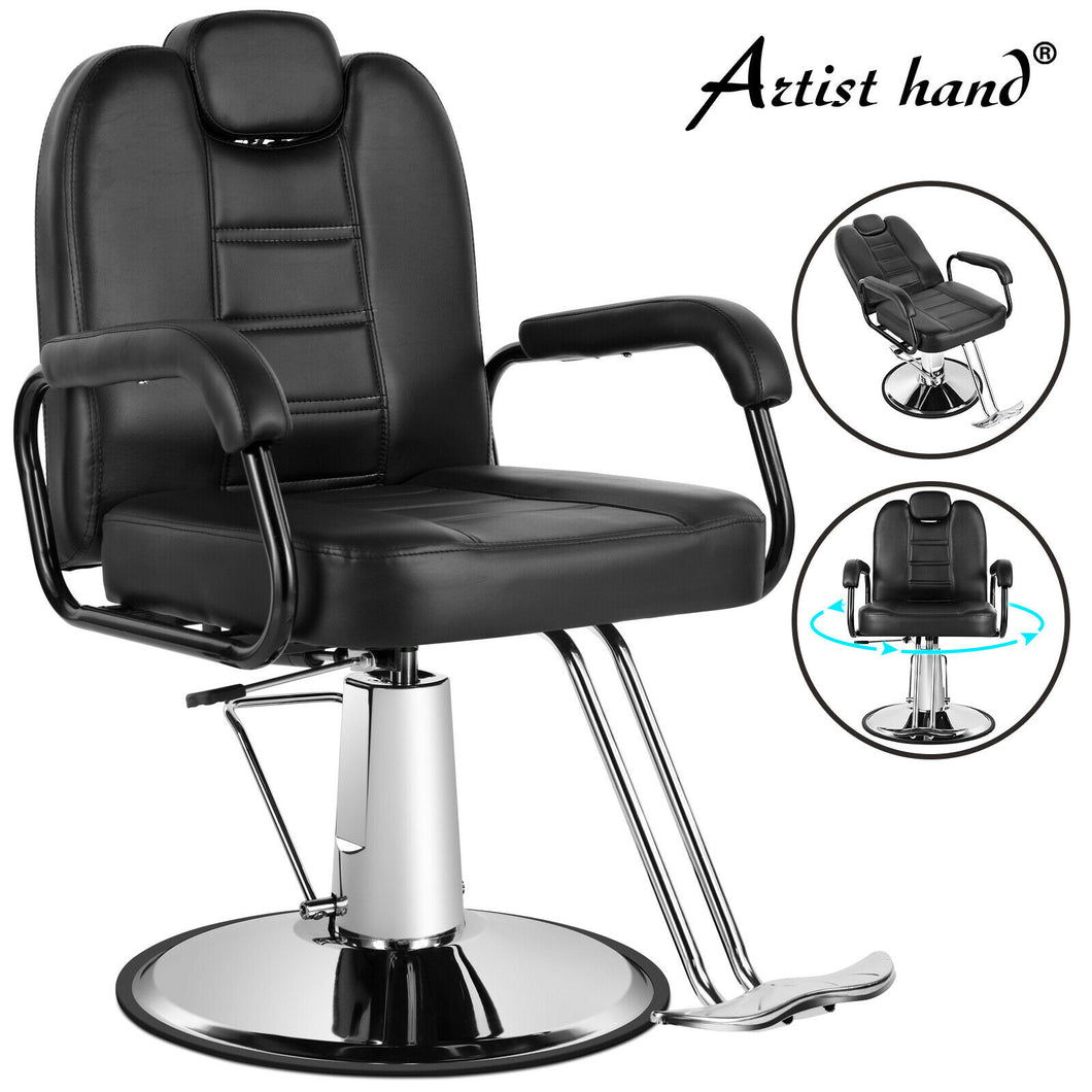 Reclining Barber Chair, All Purpose Hydraulic Salon Beauty Spa Chair, 360° Swivel, Black