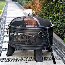 Load image into Gallery viewer, 26&quot; Round Steel Fire Pit Antique Bronze Wood Burning Heater Backyard Patio Fireplace
