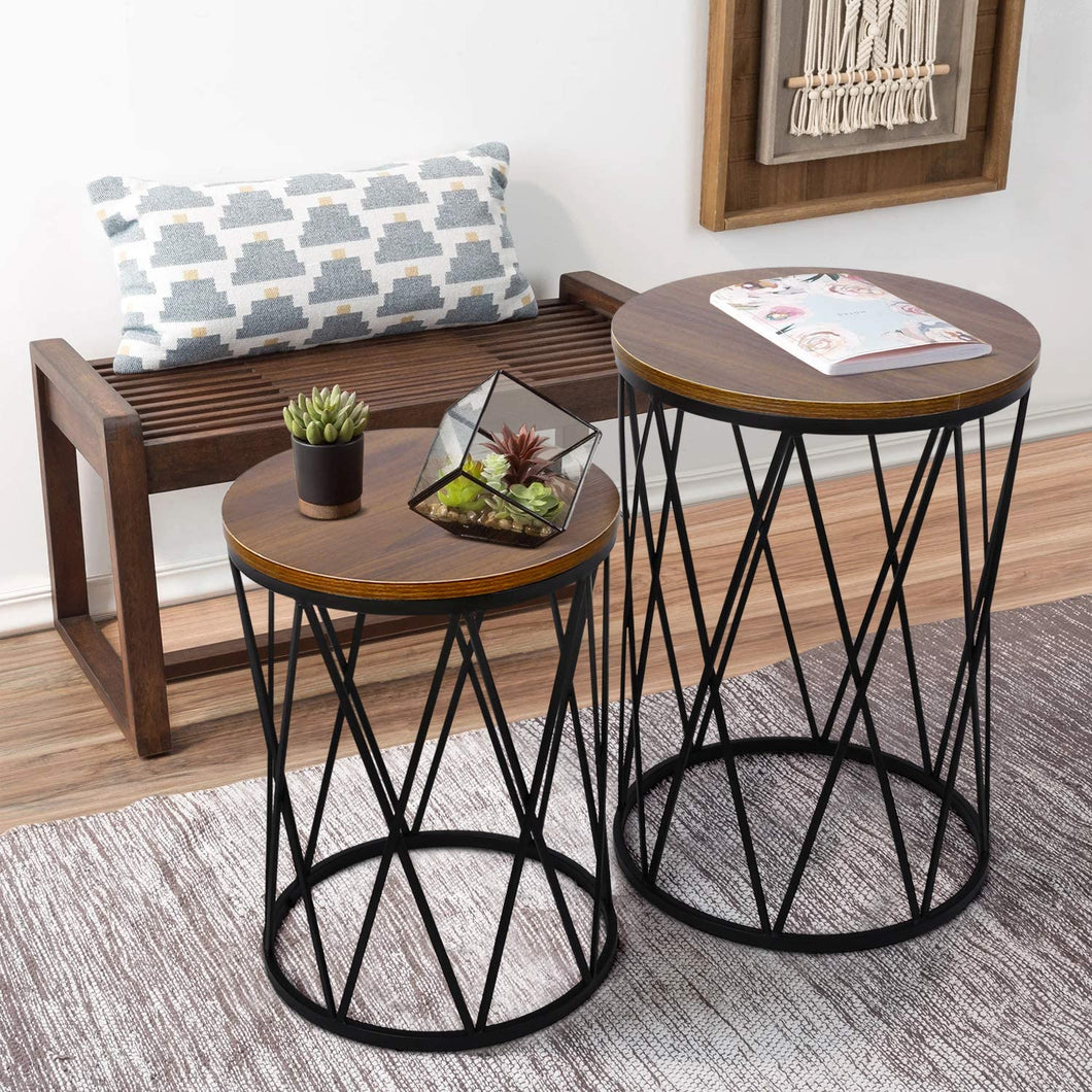 Set of 2 Modern Nesting Stackable End Tables